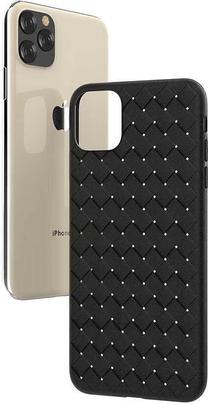 Telefono dėklas Devia Woven Pattern Design Soft, juoda sp., Apple