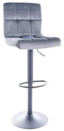 Baro kėdė Modern C-105 Velvet C105VCSZ, matinė, juoda sp./pilka sp., 42 cm x 39 cm x 96 - 117 cm