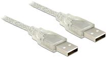 Vads Delock USB 2.0 A male, USB 2.0 A male, 3 m, caurspīdīga krās.
