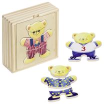 Medinė dėlionė Goki Dress-Up Box Bears 57910
