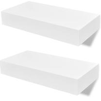 Sieninė lentyna VLX With Drawers, balta sp., 8 cm x 25 cm x 48 cm