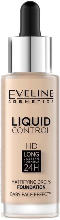 Skystas makiažo pagrindas Eveline Liquid Control HD, 001 porcelain, 32 ml