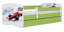 Vaikiška lova Kocot Kids Babydreams Formula, balta sp./žalia sp., 80 x 180 cm, su patalynės dėže, be čiužinio