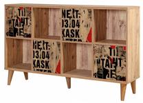 Spintelė Kalune Design Insula 766, juoda sp./pušies sp/raudona sp., 152 cm x 35 cm x 95 cm
