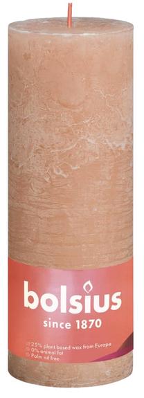 Žvakė, cilindrinė Bolsius Shine Misty Pink, 85 h, 4 vnt., oranžinė sp.