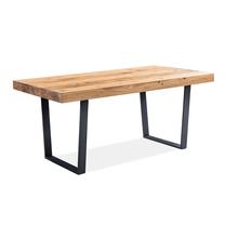 Valgomojo stalas Home4you Byron, ąžuolo sp./juoda sp., 190 cm x 100 cm x 76 cm