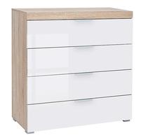 Komoda KOM4S, ąžuolo sp./balta sp., 95 cm x 40 cm x 90 cm