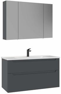 Vonios kambario baldų komplektas Kalune Design Messina 100 v2-386, matinė antracito sp., 45 cm x 100 cm x 55 cm
