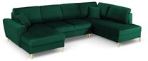 Kampinė sofa Micadoni Home Moghan Velvet Panoramic, tamsiai žalia sp., dešininė, 313 x 194 cm x 88 cm