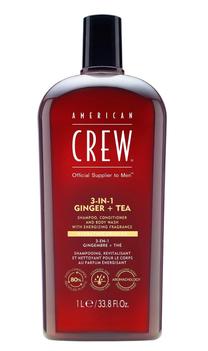 Dušas želeja un šampūns American Crew 3-in-1 Ginger + Tea Shampoo, Conditioner and Shower Gel, 1000 ml