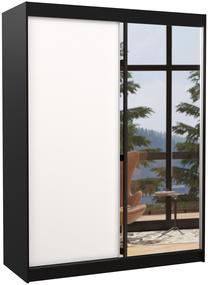 Spinta ADRK Jordi, balta sp./juoda sp., 150 cm x 58 cm x 200 cm, su veidrodžiu