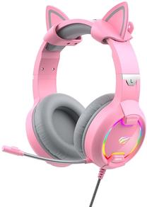 Vadu spēļu austiņas Havit GAMENOTE H2233D RGB, rozā krās.