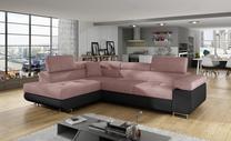 Kampinė sofa Anton Omega 91, Soft 11, juoda sp./rožinė sp., kairinė, 202 x 275 cm x 90 cm