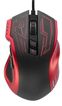 Vadu spēļu pele Yenkee Resistance, ar vadu pie usb / ps/2, melna krās./sarkana krās.