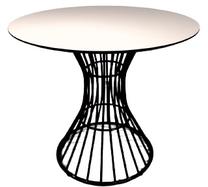 Stalas MN 926, balta sp./juoda sp., 80 cm x 80 cm x 75 cm