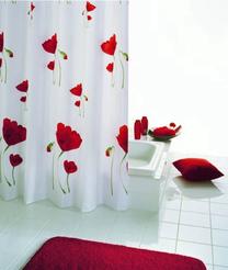 Dušas aizkars Ridder Mohn 47120, balta krās./sarkana krās./zaļa krās., 200 cm x 120 cm