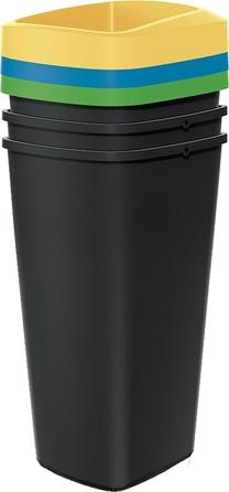 Atliekų rūšiavimo sistema Keden, 3x25L l, juoda sp./įvairių spalvų
