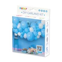 Balionų rinkinys apvalus GoDan DIY, mėlyna sp./balta sp., 65 vnt.