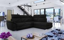 Kampinė sofa Loreto Kronos 07, juoda sp., dešininė, 210 x 260 cm x 102 cm