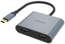 Adapteris Akasa Adapter MST Adapter USB Type-C to Dual HDMI MST Adapter USB Type-C, 2 x HDMI-A 19 pin female, 0.018 m, pilka sp.