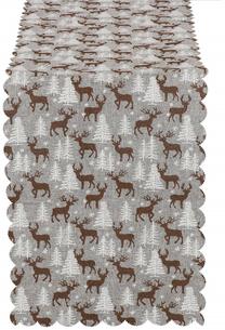 Kalėdinis stalo takelis stačiakampė Springos CA0616, ruda/pilka, 35,5 x 186 cm