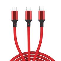 iLike CCI02 Pīta auduma izturīgs USB 3in1 Kabelis ar USB uz Micro USB / Lightning / Type-C 1m Sarkans