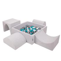 Бассейн с шариками, набор KiddyMoon Foam Version 1, 90 см x 90 см, 300 шт, синий цв./белый цв.