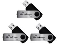 USB zibatmiņa MediaRange MR910-3, sudraba krās./melna krās., 16 GB