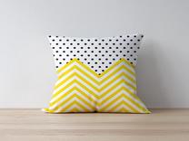 Dekoratyvinės pagalvėlės užvalkalas Mioli Decor 1064, balta sp./juoda sp./geltona sp., 43 cm x 43 cm