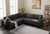 Kampinė sofa Hanah Home Berlin 825BLC2808, antracito sp./aukso sp., 258 x 258 cm x 83 cm