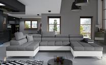 Kampinė sofa Eduardo Sawana 05, Soft 17, balta sp./tamsiai pilka sp., kairinė, 202 x 345 cm x 90 cm
