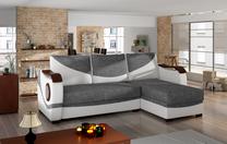 Kampinė sofa Puerto Sawana 21, Soft 17, balta sp./pilka sp., 140 x 235 cm x 90 cm
