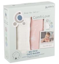 Pledas CuddleCo Comfi-Love My First Care Bundle, baltas/rožinis, 80 cm x 80 cm
