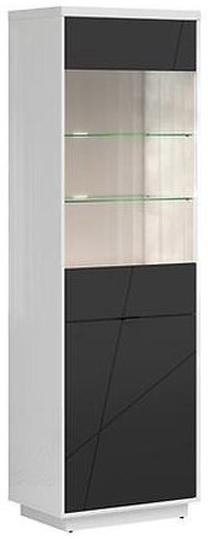 Vitrina Forn S471-REG1D1W-BIP/CAM, balta sp./juoda sp., 64 cm x 42.5 cm x 200.5 cm