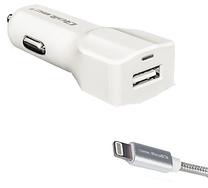 Automobilinis įkroviklis Qoltec, USB/Apple Lightning, balta sp.