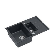 Кухонная мойка Quadron Morgan 156, гранит, 78 см x 50 см x 22 см, черный цв./нержавеющей стали цв./серый цв.