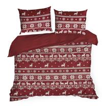 Kalėdinis patalynės užvalkalų komplektas Oslo, baltas/raudonas, 160 x 200 cm