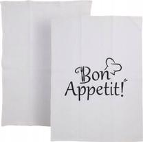 Virtuvinių rankšluosčių rinkinys Home Styling Collection Bon Appetit!, balta sp., 70 cm x 45 cm, 2 vnt.