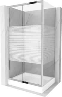 Dušo kabina Mexen Apia R 840-100-080-01-20-4510, stačiakampė, 80 cm x 100 cm x 190 cm, balta sp./chromo sp./grūdintas