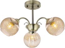 Светильник потолочный Candellux Lighting Pascal 33-51769, E27, 3 x 40 Вт, янтарный цв. / латунный цв.
