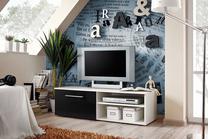TV staliukas ASM Bono I, baltas/juodas, 120 cm x 45 cm x 35 cm