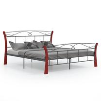 Lova pusantros vietos VLX Metal 324879, 140 x 200 cm, juoda sp./medžio sp., be čiužinio, su grotelėmis