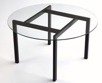 Kavos staliukas Kalune Design Balance, skaidri sp./juoda sp., 75 cm x 75 cm x 42 cm