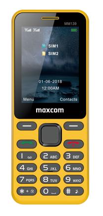 Telefons ar pogām Maxcom MM139, dzeltens krās.