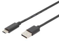 Vads Digitus USB / USB-C USB C male, USB male, 3 m, melna krās.