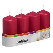 Žvakė, cilindrinė Bolsius Wine Red, 20 h, 4 vnt., raudona sp.