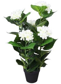 Dirbtinė gėlė vazone, hortenzija VLX Hydrangea, balta sp., 60 cm x 12.5 cm