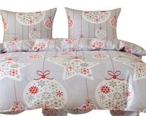Ziemassvētku gultas veļas komplekts PGJ-19, balts krās./pelēka krās./sarkana krās., 70 x 80 cm, 160 x 200 cm