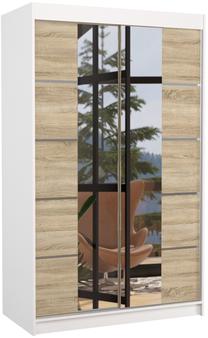 Spinta ADRK Genua, balta sp./sonoma ąžuolo sp., 58 cm x 120 cm x 200 cm, su veidrodžiu
