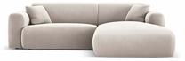 Kampinė sofa Cosmopolitan Design Nolio Velvet Casino Pearl, šviesiai smėlinė, dešininė, 170 x 235 cm x 72 cm